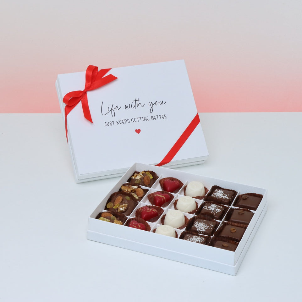 Love message "life with you" designed 20-piece premium chocolate hard box