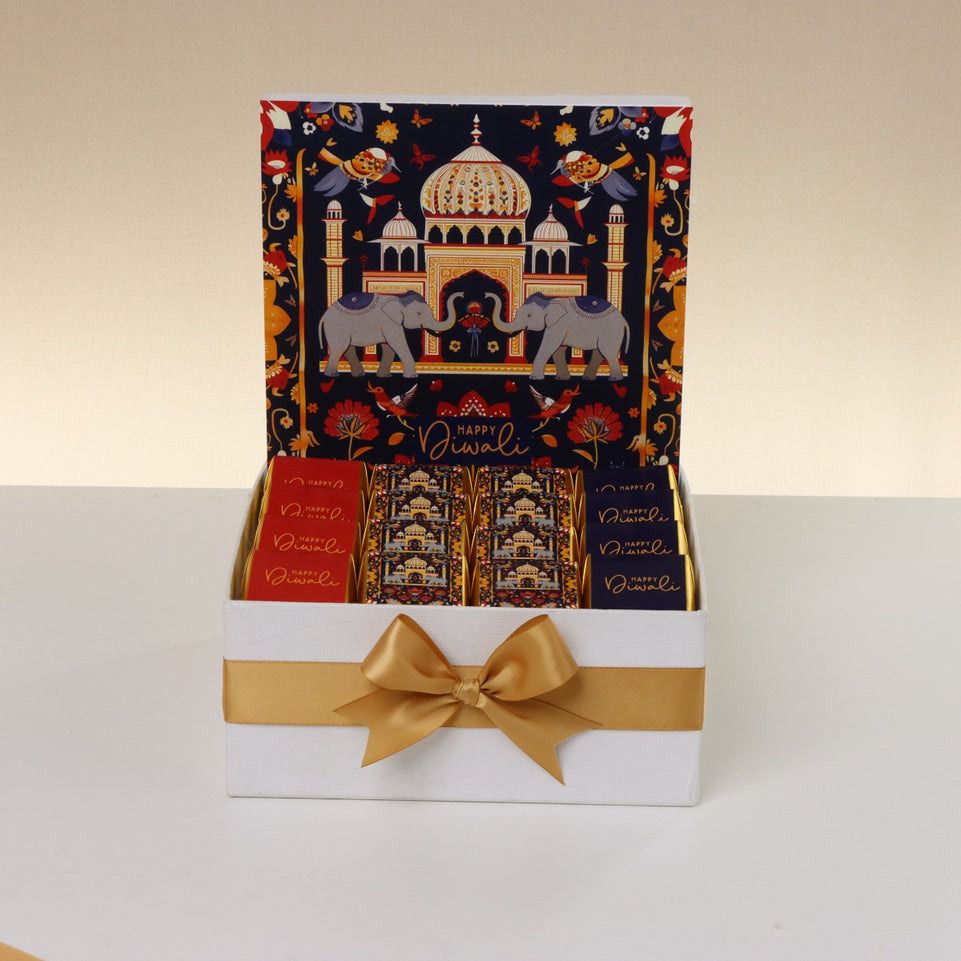 Happy diwali majestic elephant designed premium chocolate medium hamper
