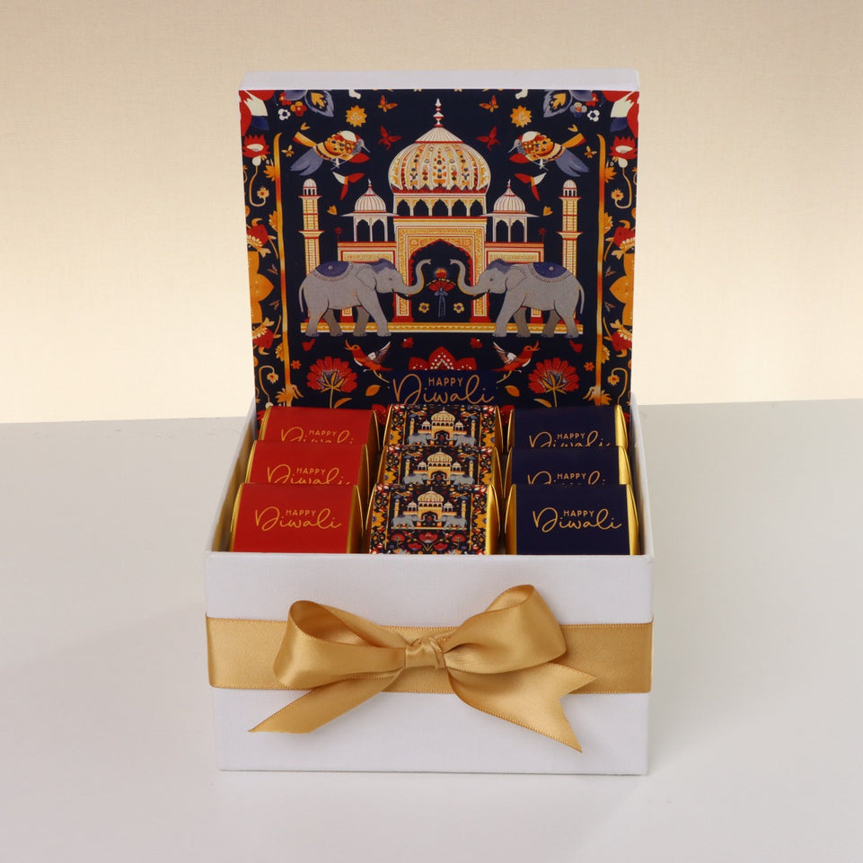 Happy diwali majestic elephant designed premium chocolate small hamper