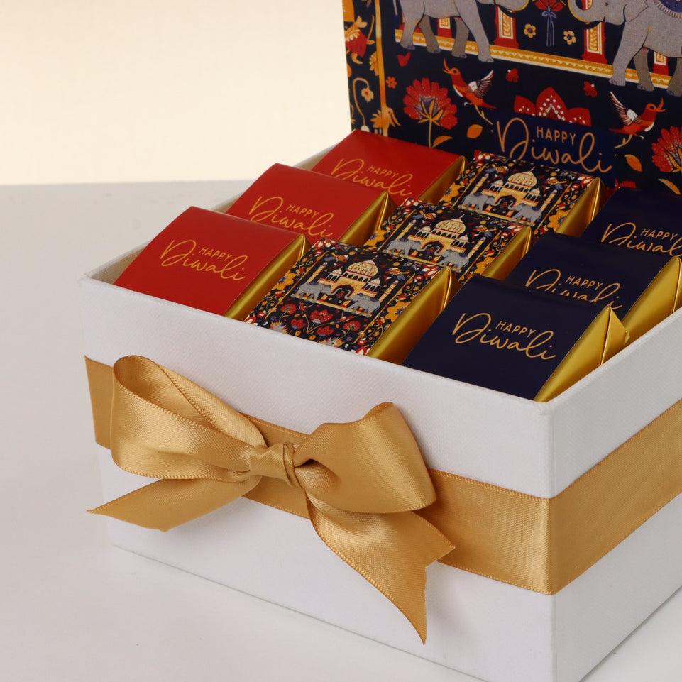 Happy diwali majestic elephant designed premium chocolate small hamper