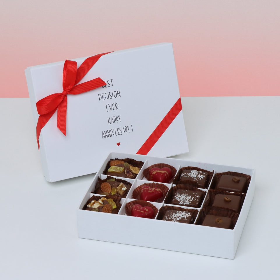 Best decision ever happy anniversary designed 12P chocolate hard box