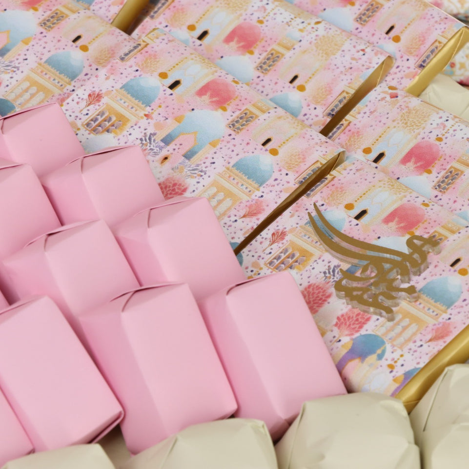 Eid mubarak acrylic mosque decorated chocolate large leather tray