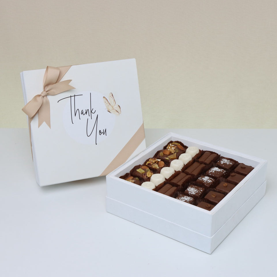 "Thank you" butterfly designed premium chocolate one layer hard box