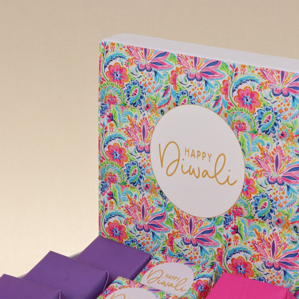 Happy diwali floral pattern designed premium chocolate small hamper