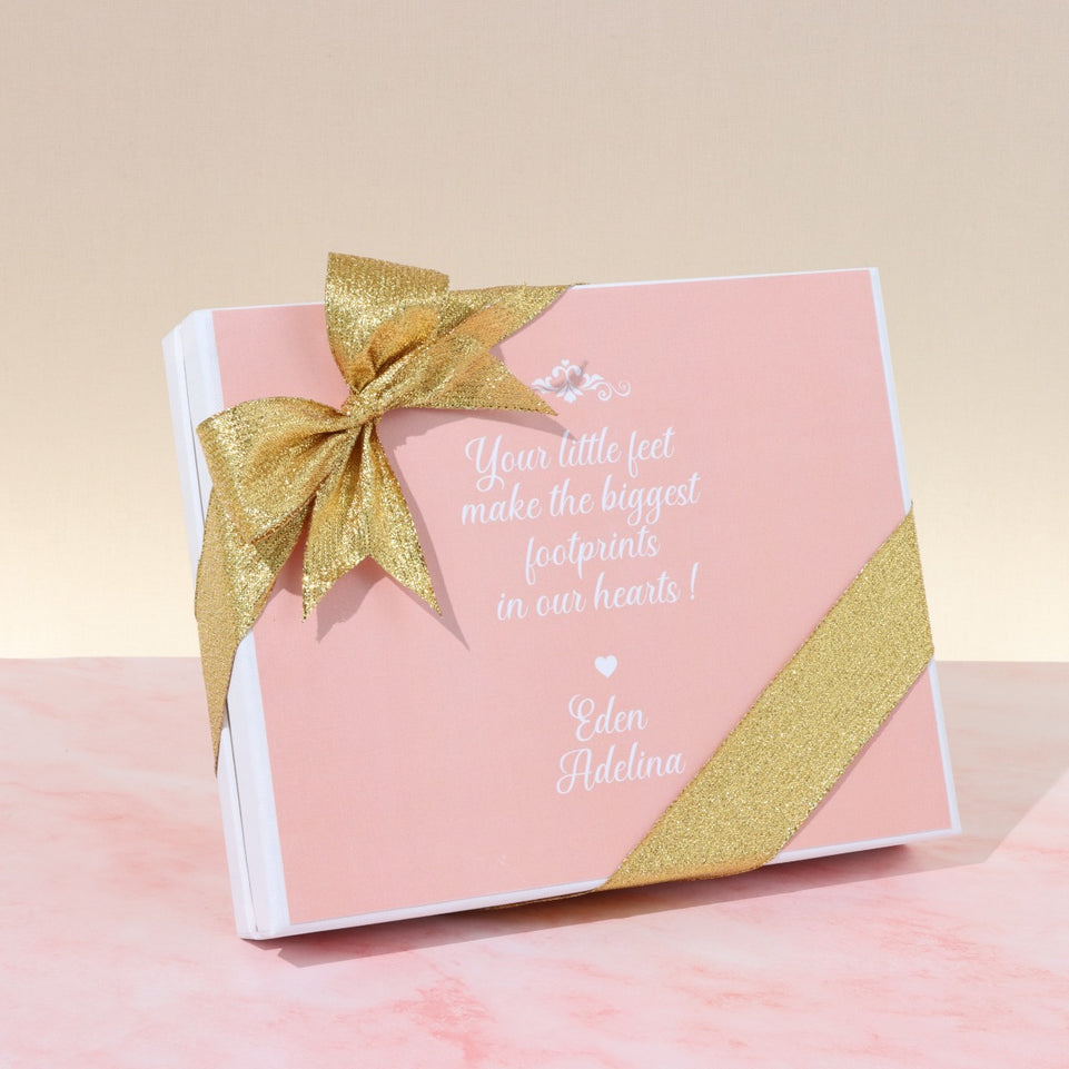 Baby girl personalized baby feet designed chocolate hard box
