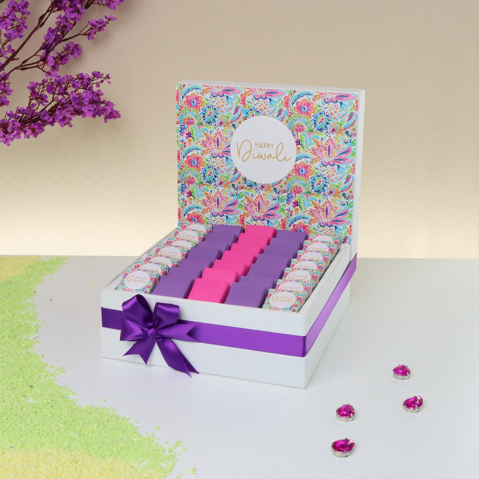 Happy diwali floral pattern designed premium chocolate large hamper