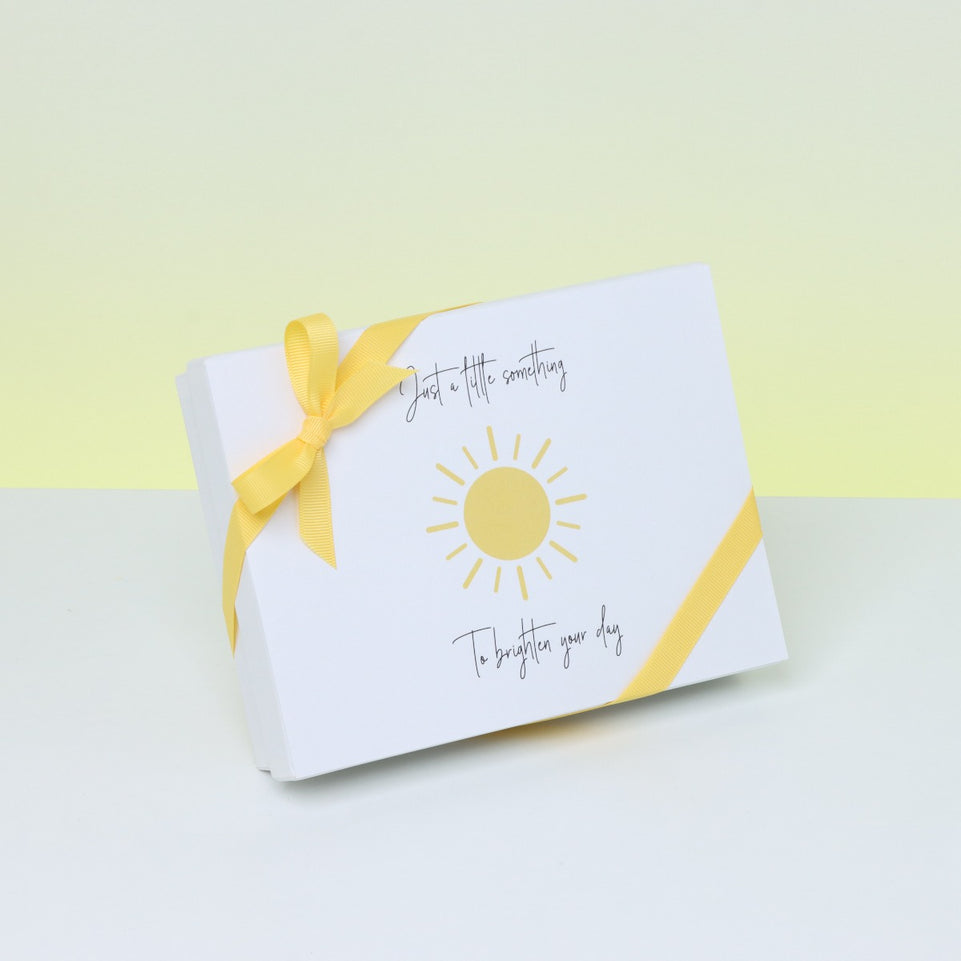 "Brighten your day" sun streak designed chocolate 12-piece premium chocolate hard box