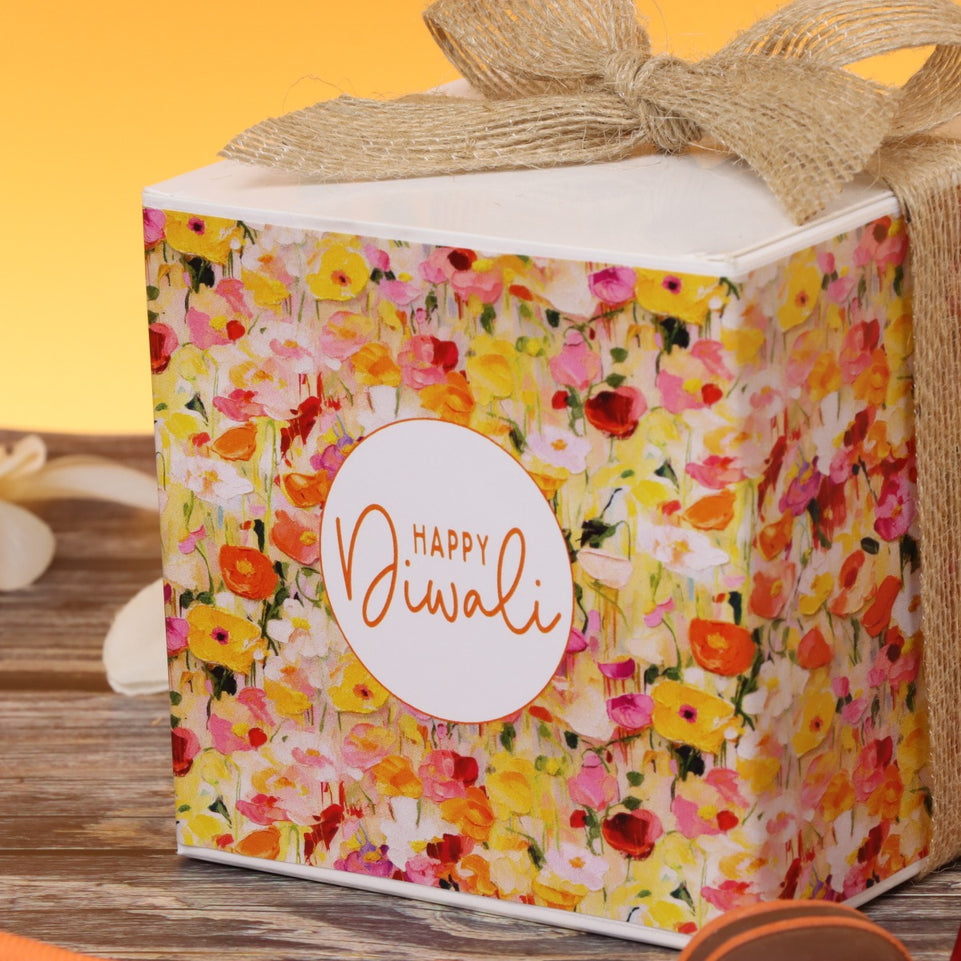 Set of 20 Happy Diwali floral designed premium chocolate cube soft box giveaway