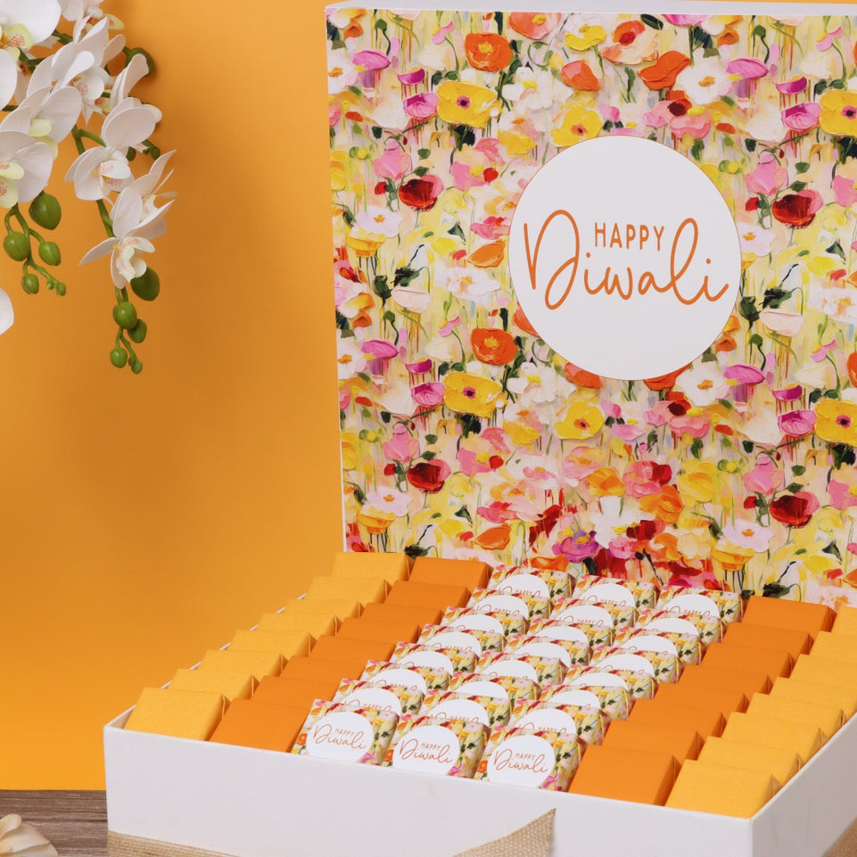 Happy diwali floral designed premium chocolate extra large hamper