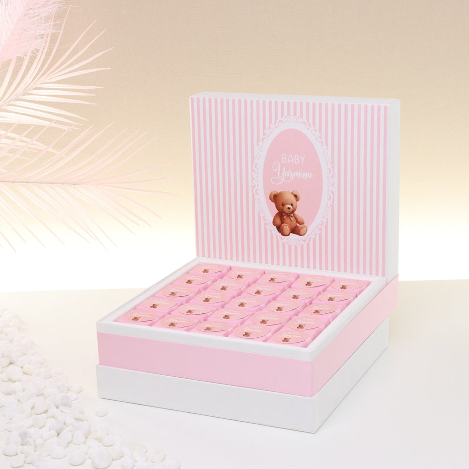 Baby girl teddy designed personalized chocolate large hamper