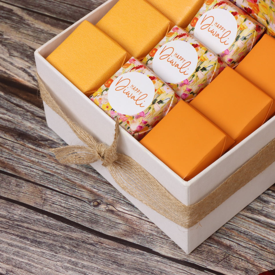 Happy diwali floral designed premium chocolate small hamper