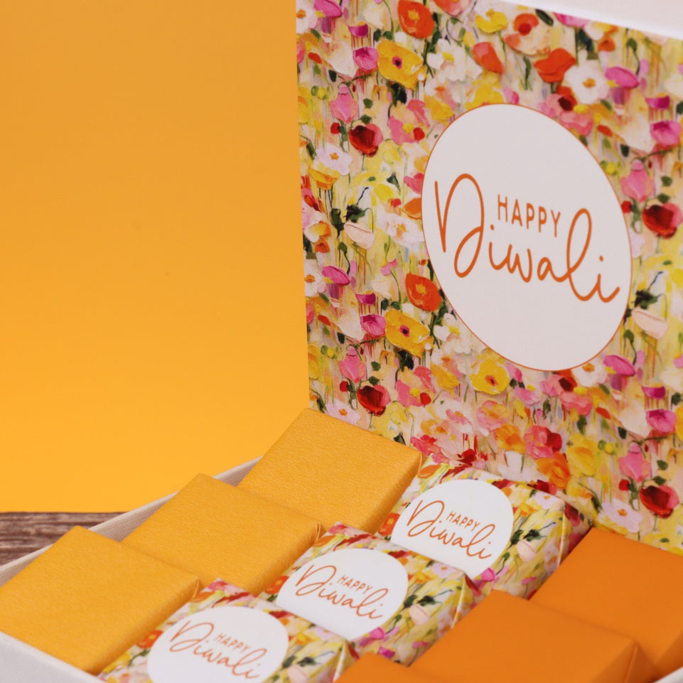 Happy diwali floral designed premium chocolate small hamper