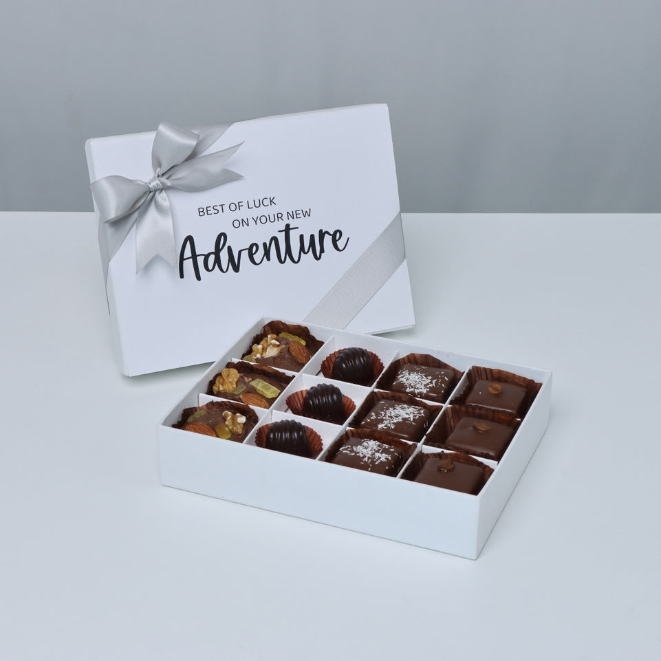 Good luck on your new adventure designed 12-piece premium chocolate hard box