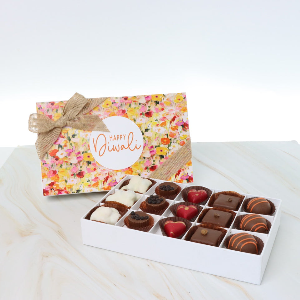 Happy diwali floral designed 15-piece premium chocolate hard box