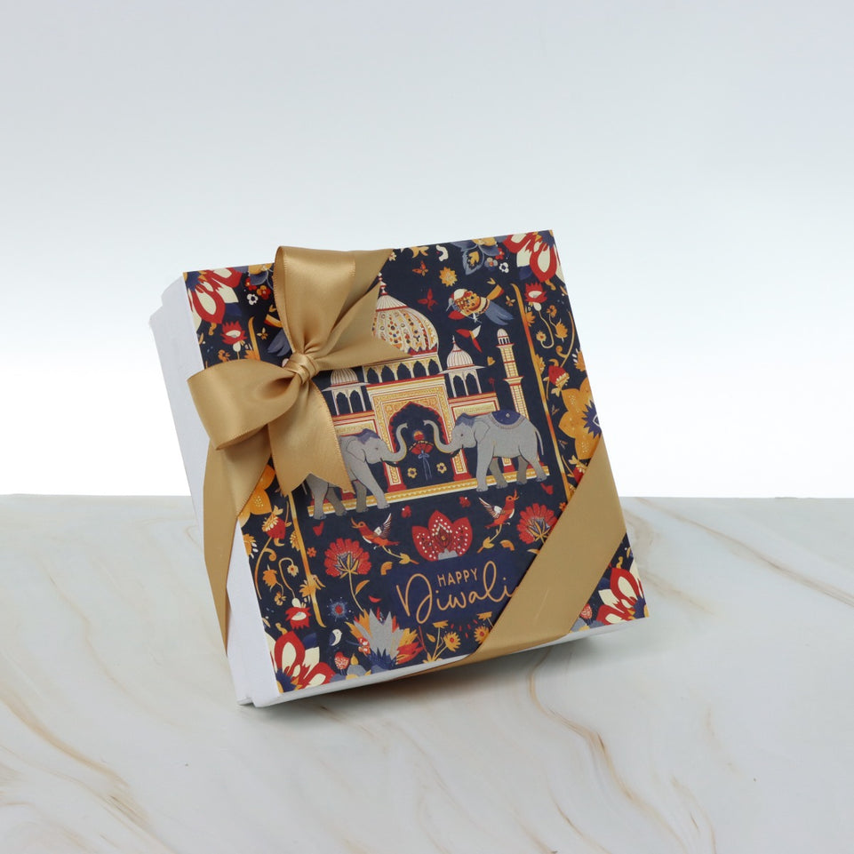 Happy diwali majestic elephant designed 9-piece premium chocolate hard box