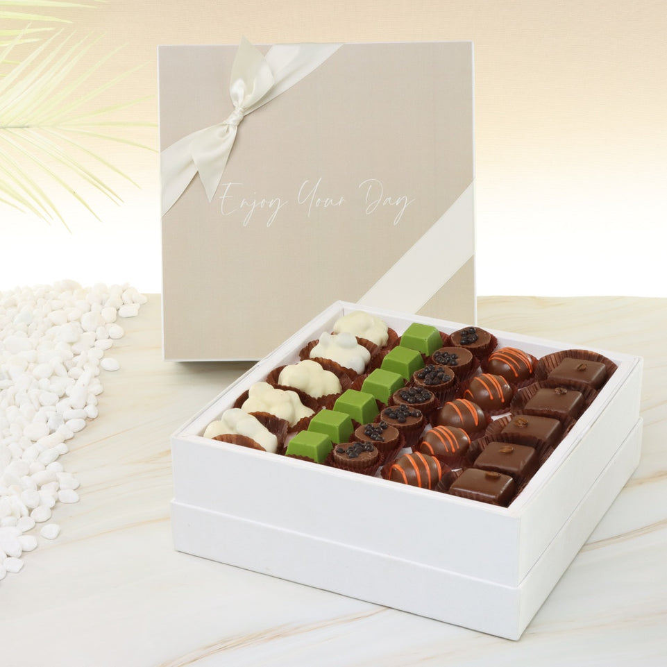 Enjoy your day minimalist designed premium chocolate one layer hard box