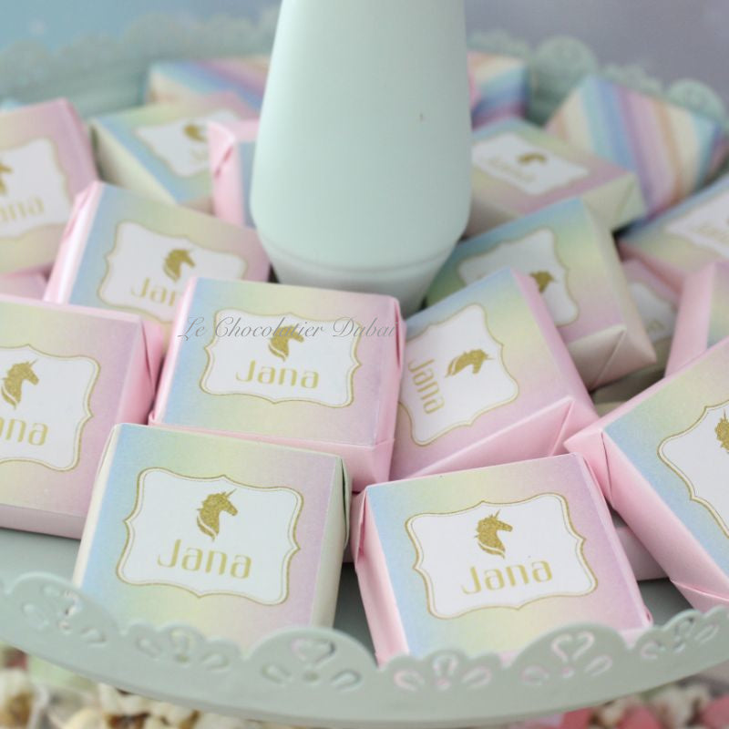Unicorn designed personalized chocolate