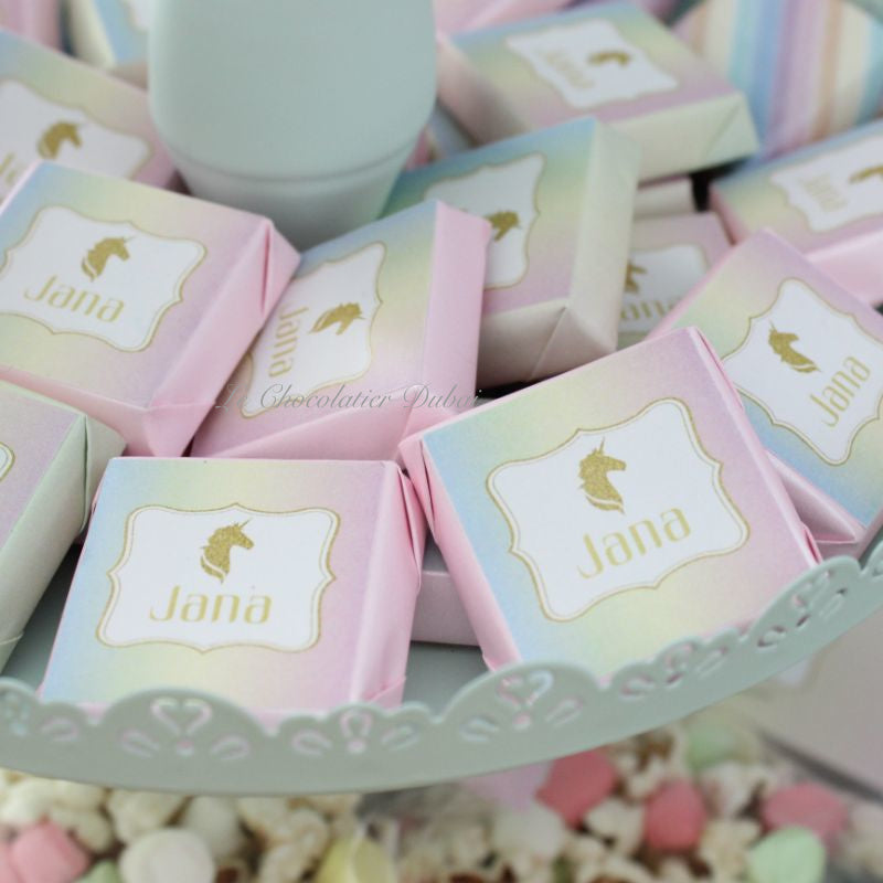 Unicorn designed personalized chocolate