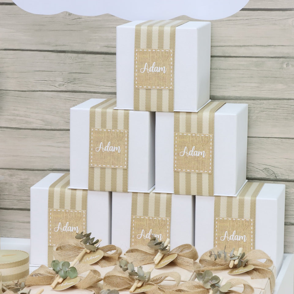 Baby boy rustic hot air balloon theme decorated chocolate arrangement stand for rent