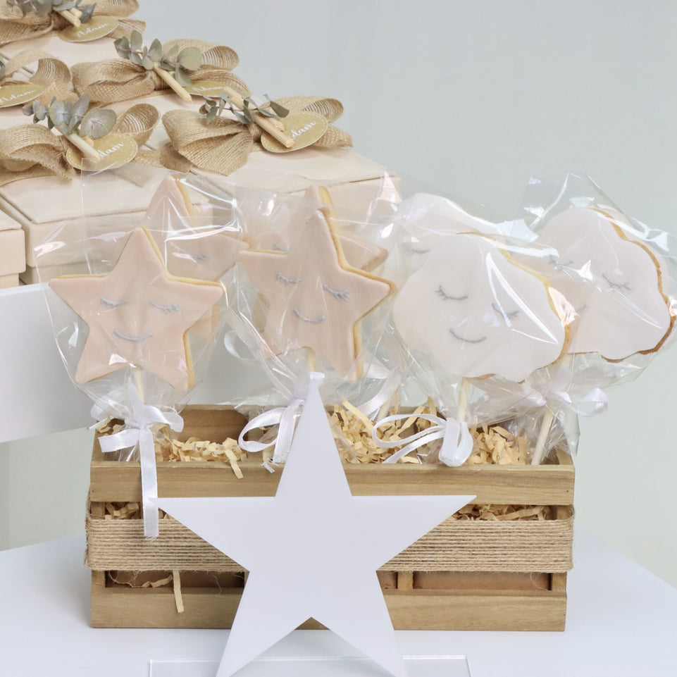 Baby boy rustic hot air balloon theme decorated chocolate arrangement stand for rent