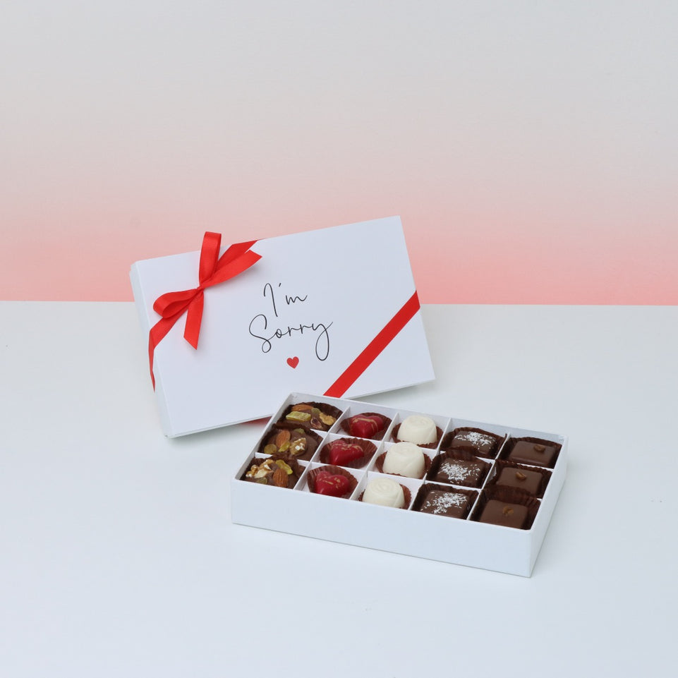 I'm sorry minimalist designed 15-piece chocolate hard box