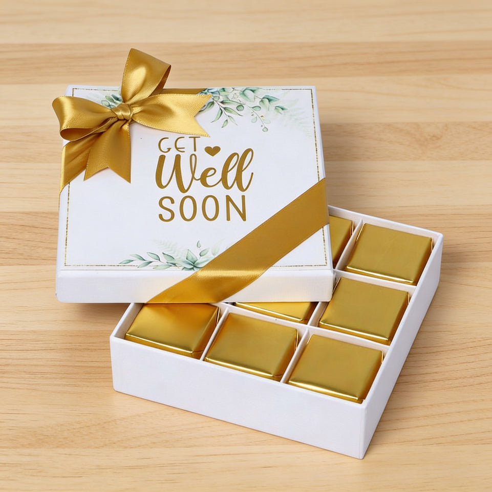 Get well soon eucalyptus designed 9-piece chocolate hard box