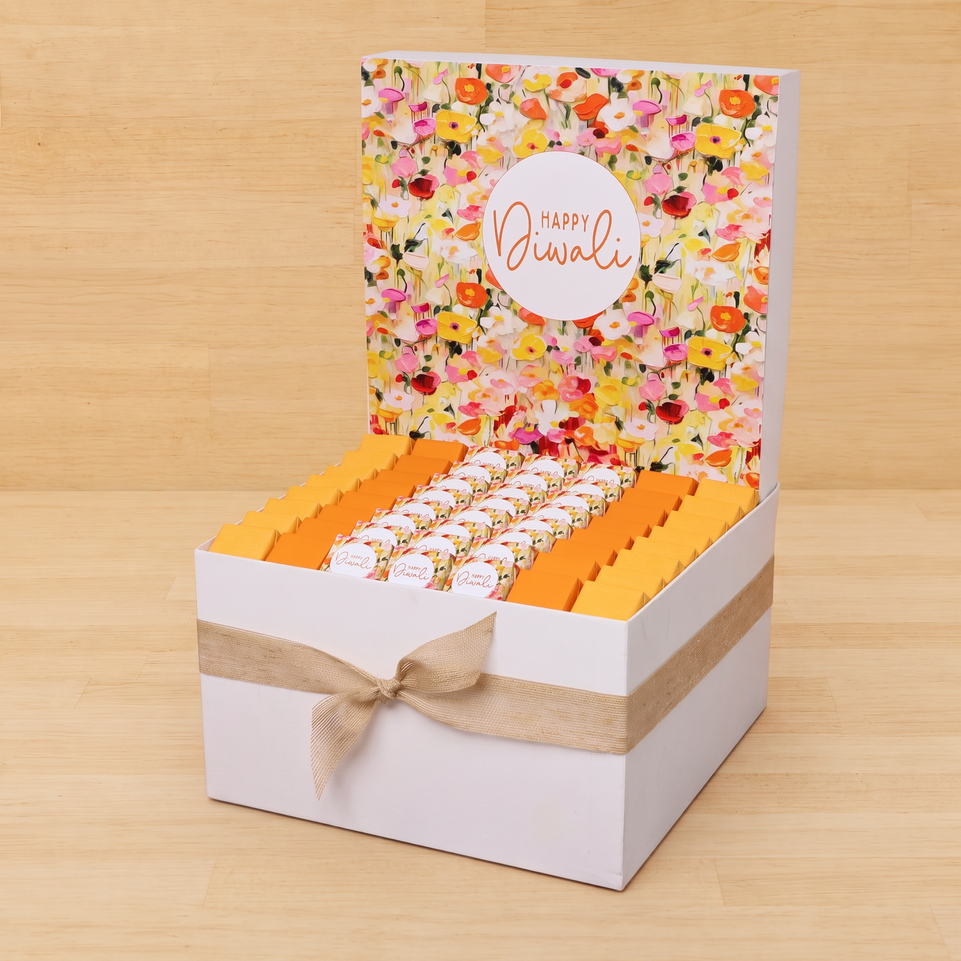 Happy diwali floral designed premium chocolate extra large hamper