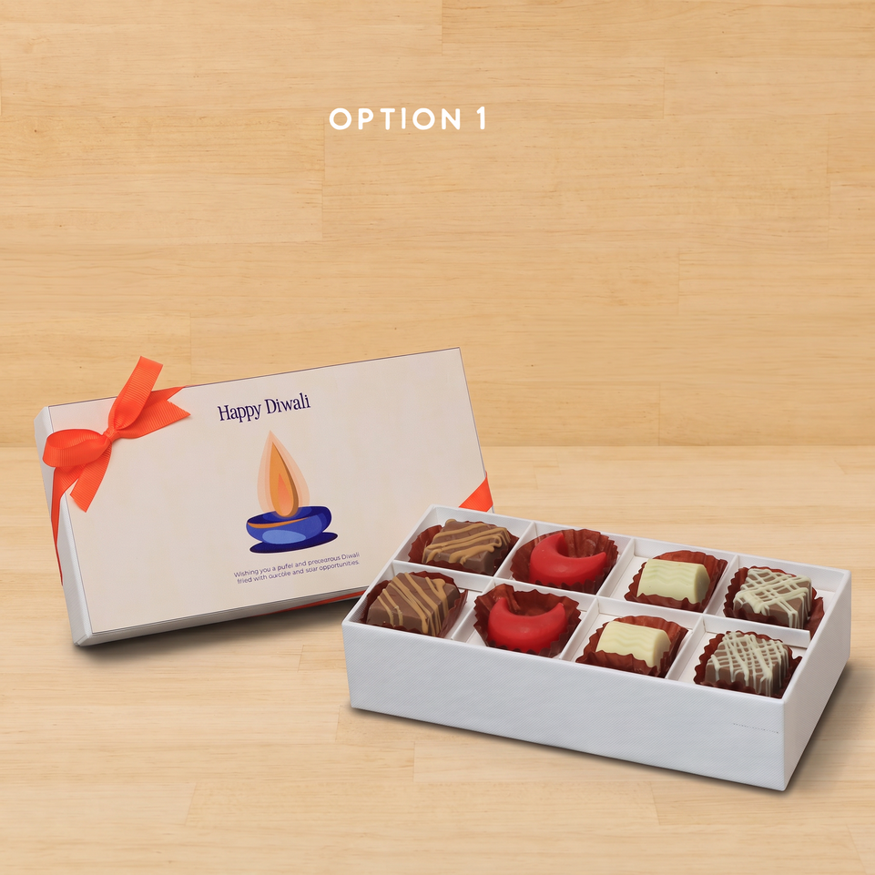 Set of 6 Happy diwali candle designed premium chocolate 8P hard box
