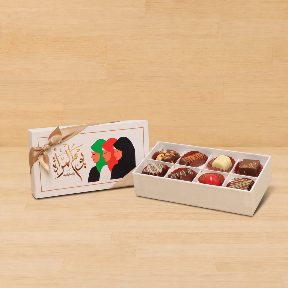 Set of 6 Emirati woman designed premium chocolate 8 piece hard box