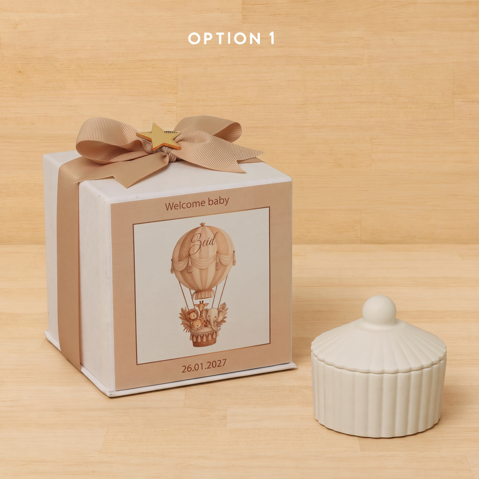 Set of 20 boxes baby boy ribbed umbrella ceramic trinket with shoe crochet in hard box giveaway