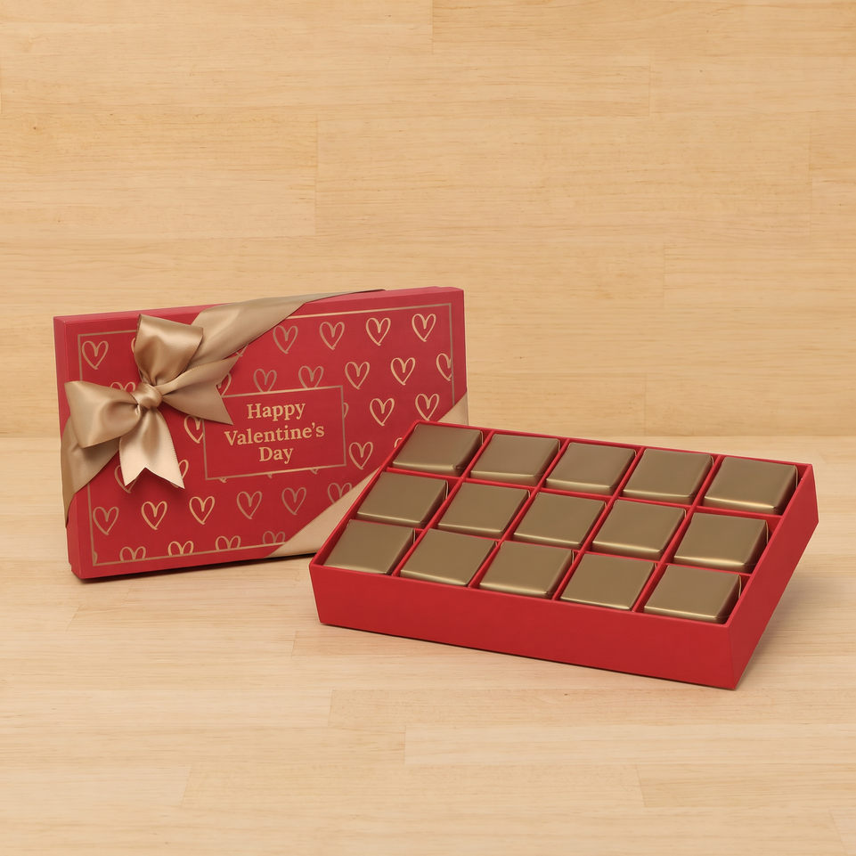 Happy Valentine's Day outline heart designed 15P premium chocolate gift box