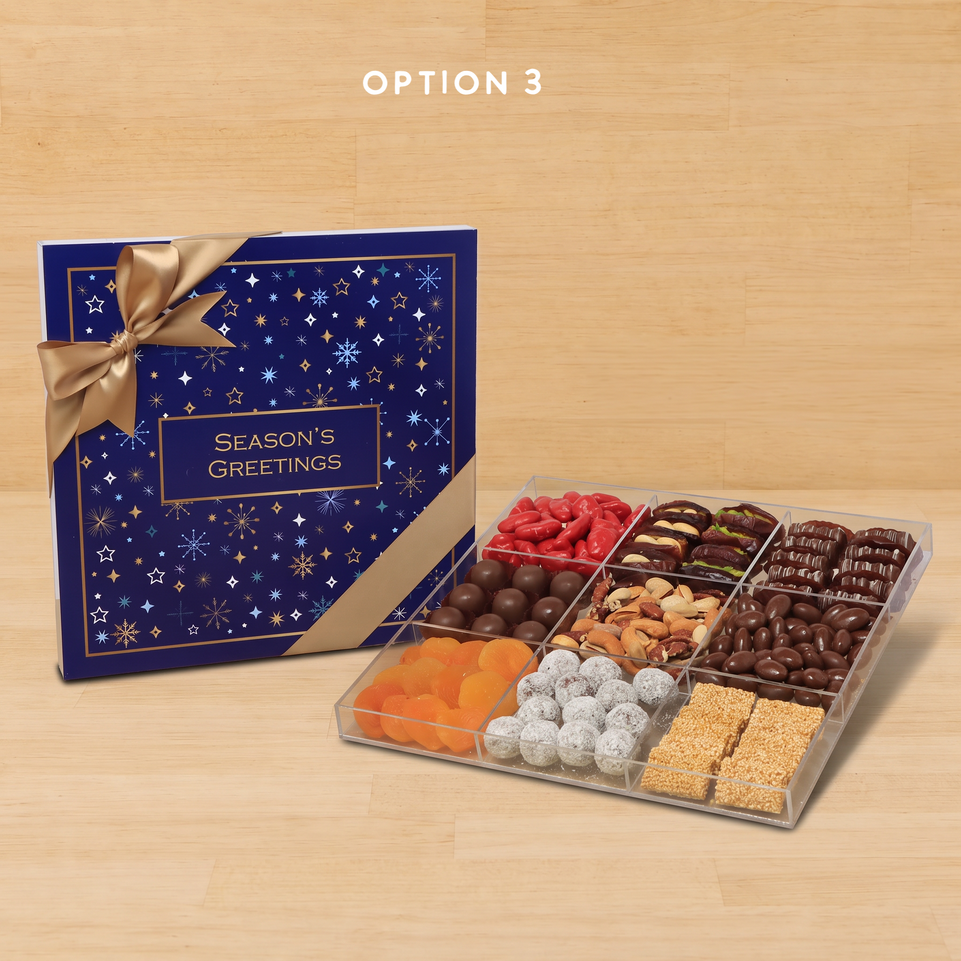 Season's greetings design premium chocolate and sweets gift acrylic box