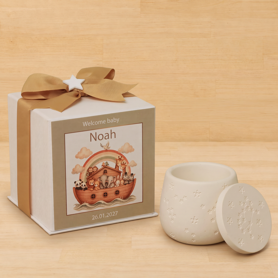 Set of 20 boxes baby boy gypsonite jar with white star acrylic in hard box giveaway