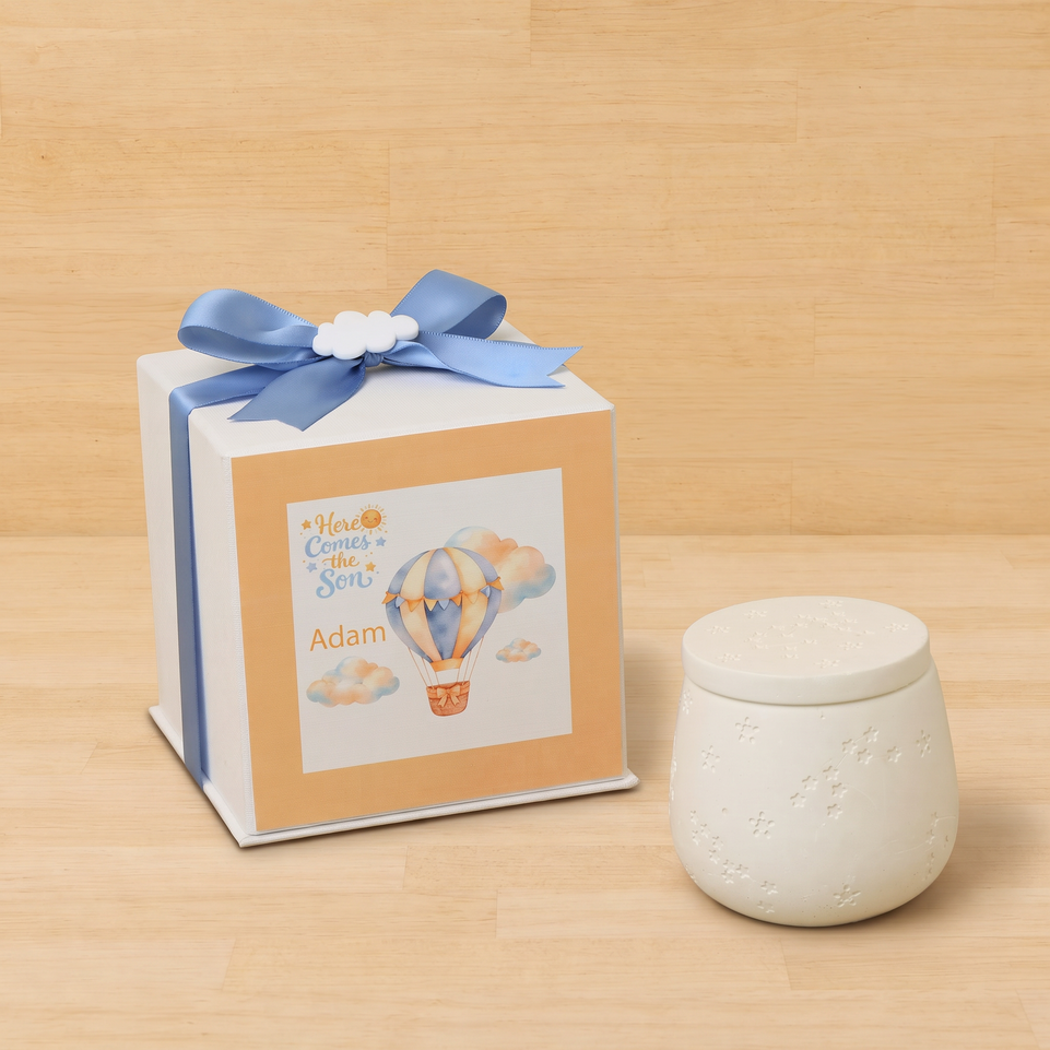 Set of 20 boxes baby boy gypsonite jar with cloud acrylic in hard box giveaway