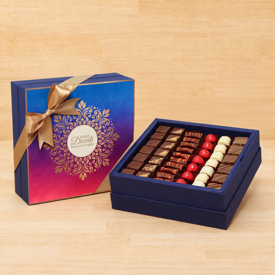 Happy Diwali Festival of Lights ornament colorful designed premium chocolate hard box