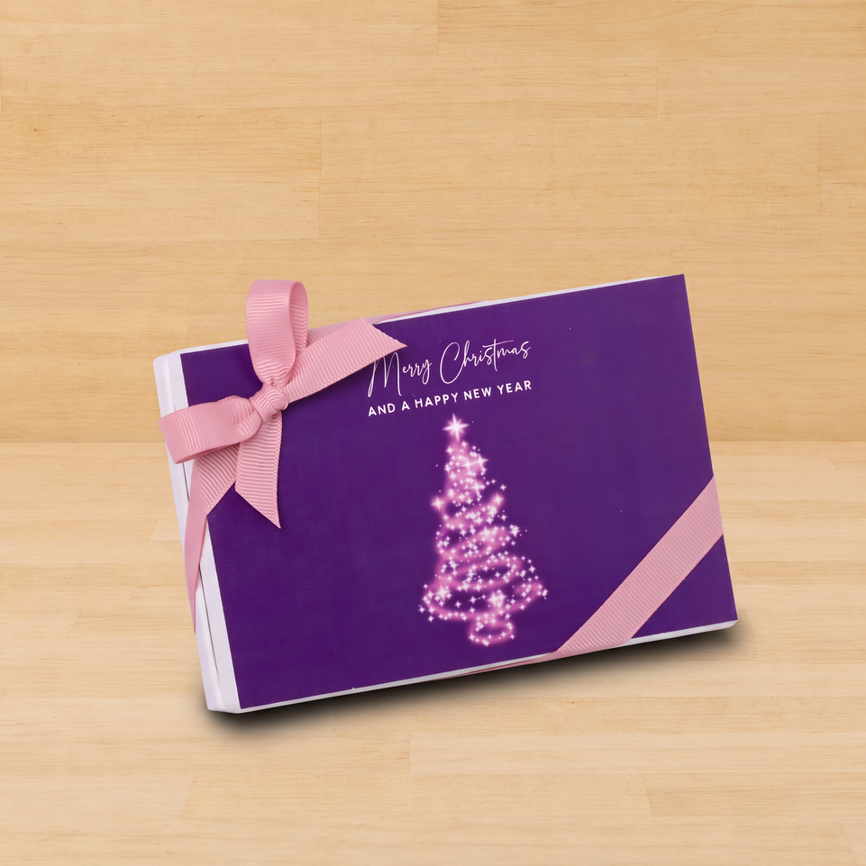 Set of 8 Merry Christmas & happy new year magical tree designed premium chocolate 6 piece hard box