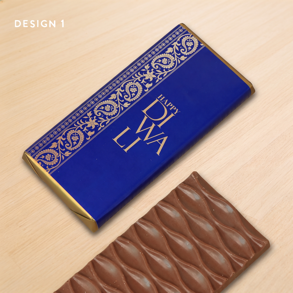 Set of 10 Happy Diwali designed plain milk chocolate bar