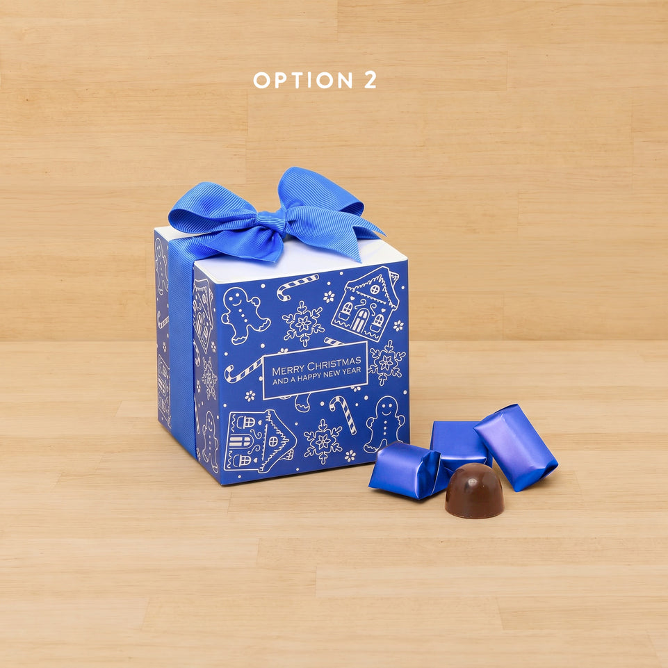 Set of 20 Merry Christmas and Happy New Year designed premium chocolate cube soft box