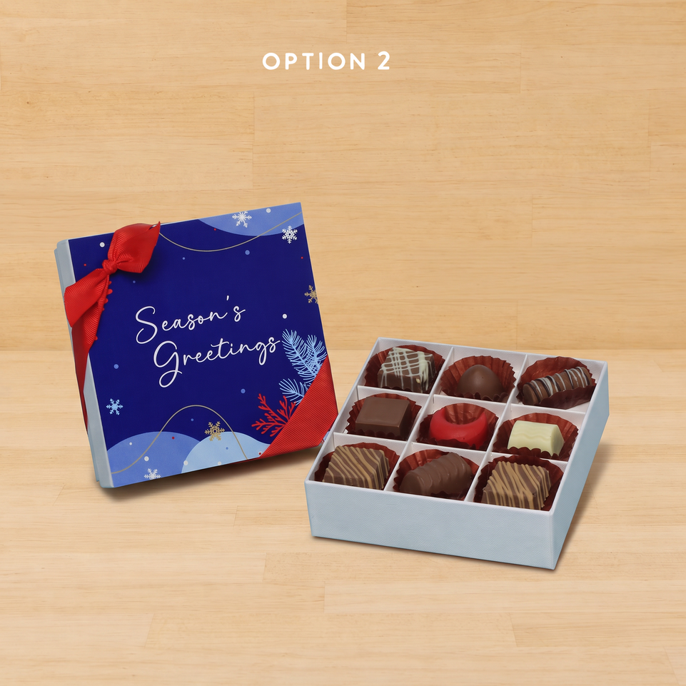 Season's greetings designed premium chocolate 9p hard box