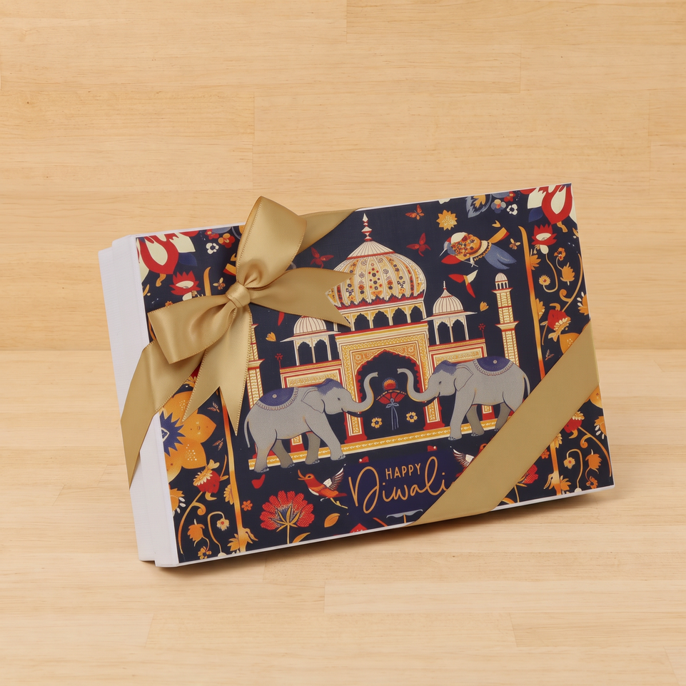 Happy diwali majestic elephant designed 15-piece premium chocolate hard box
