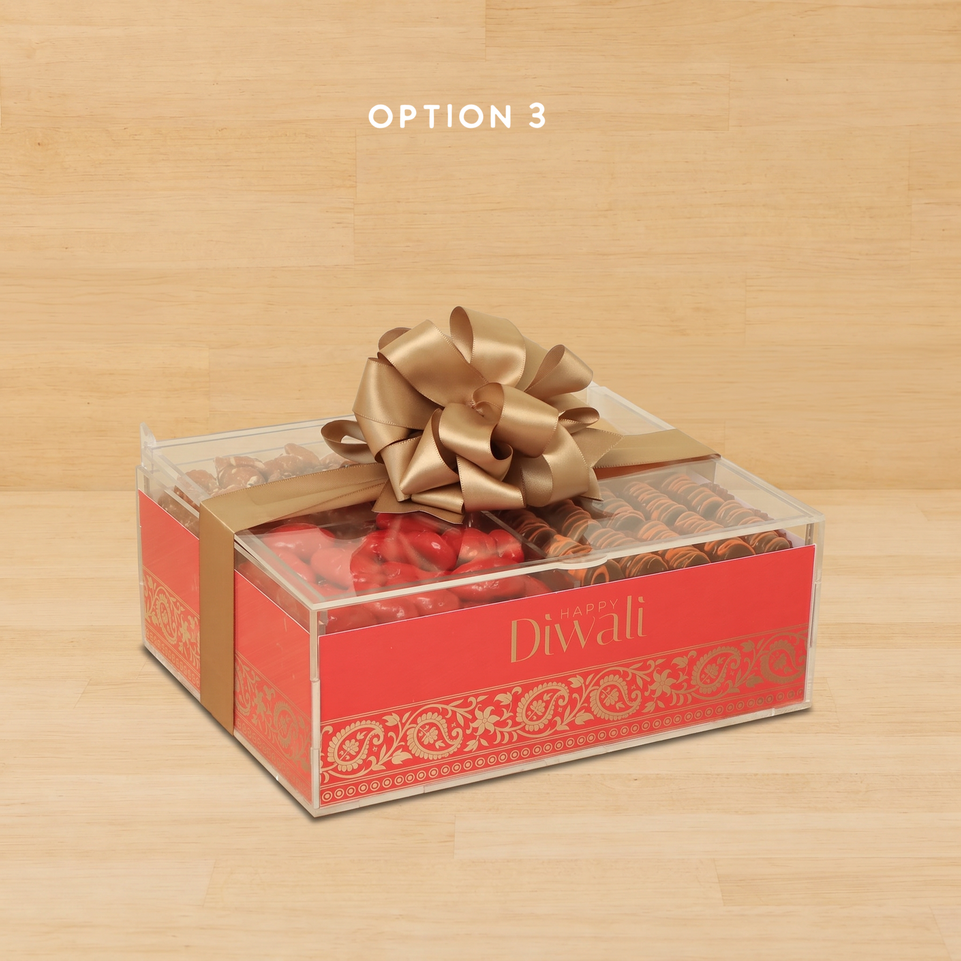 Happy Diwali designed premium chocolate & nuts acrylic small box