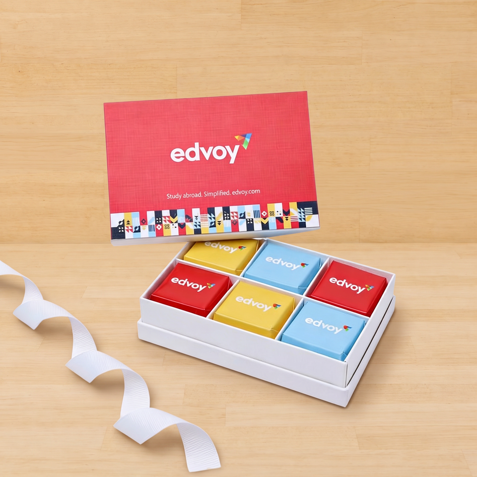 Set of 8 Corporate branded chocolate with logo top cover 6-piece hard box