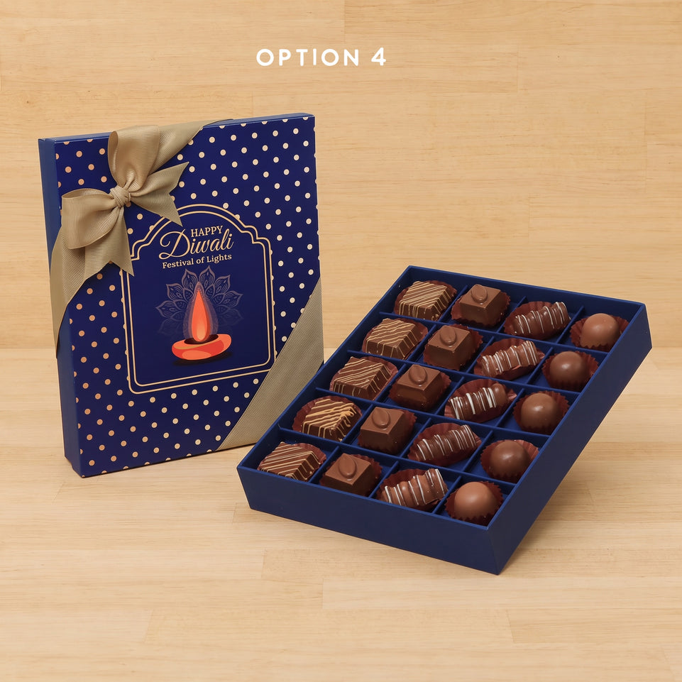 Happy Diwali festival of lights designed premium chocolate 20P black hard box