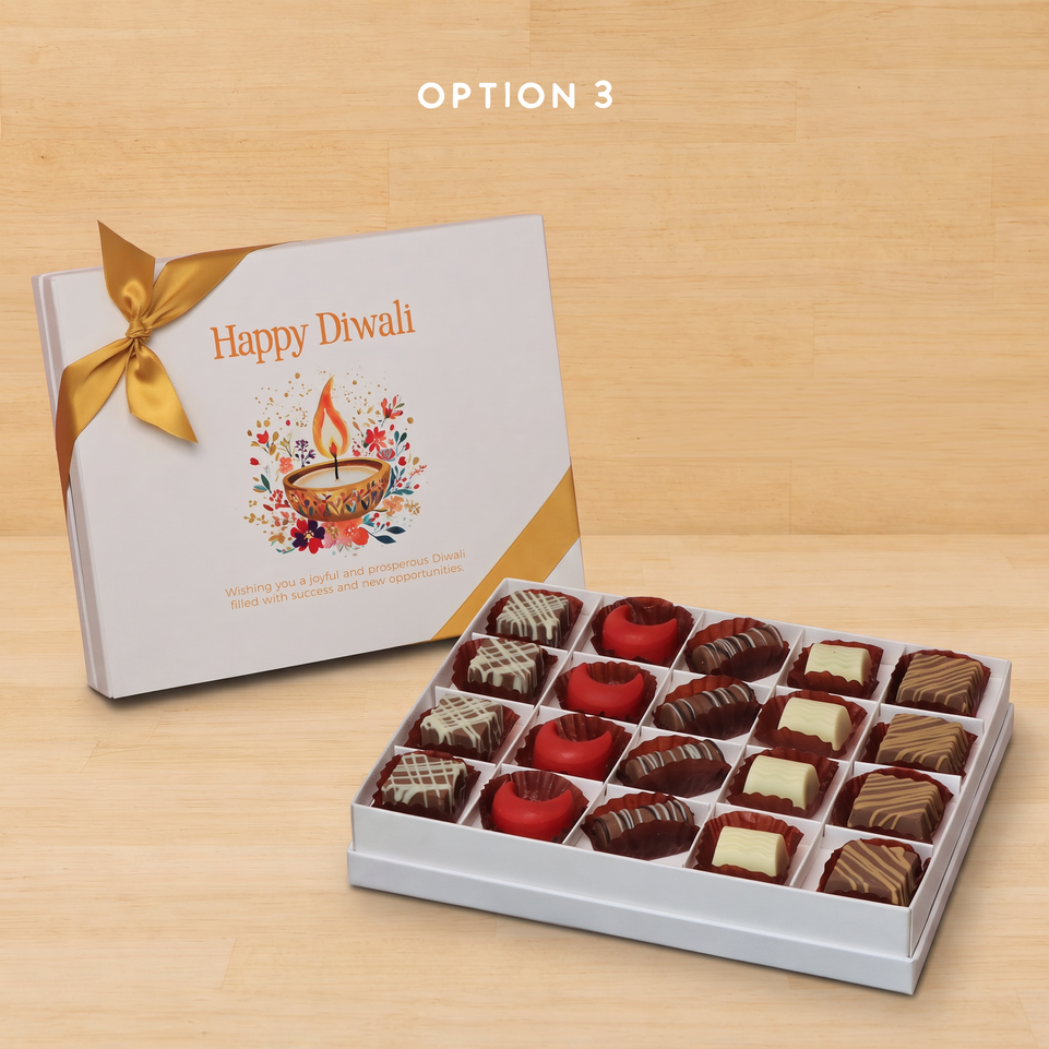 Happy Diwali floral candle designed premium chocolate 20P hard box