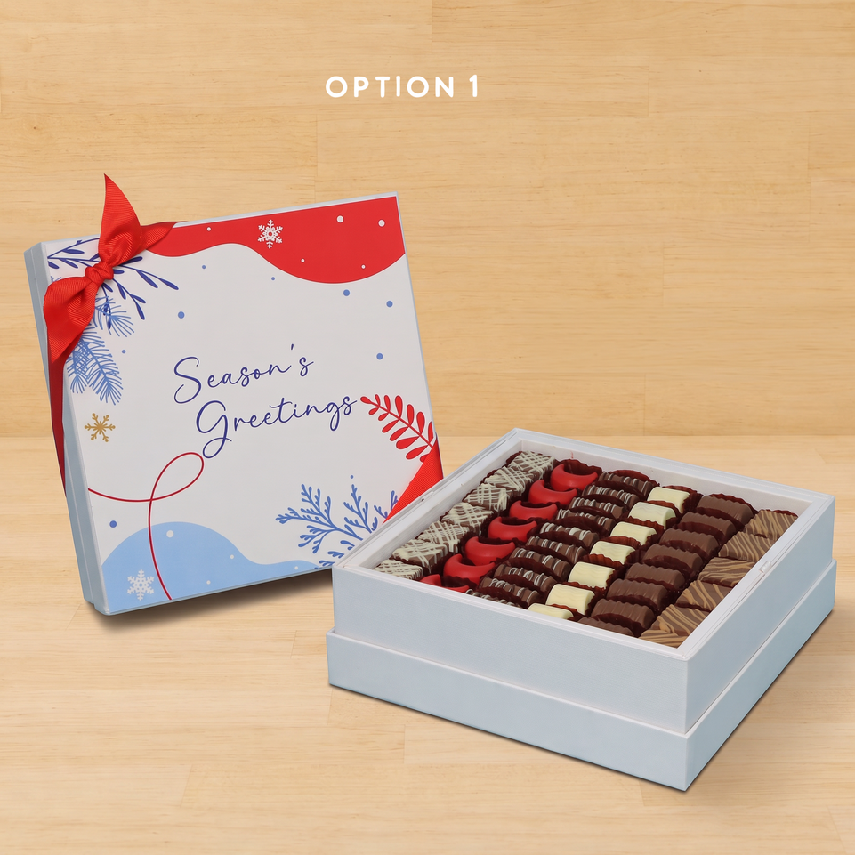 Season's greetings designed premium chocolate hard box