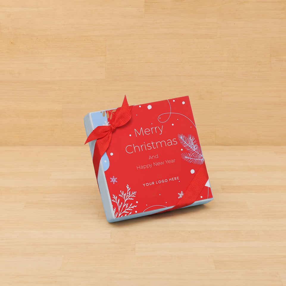Set of 15 corporate customized merry christmas designed premium chocolate 4p hard box