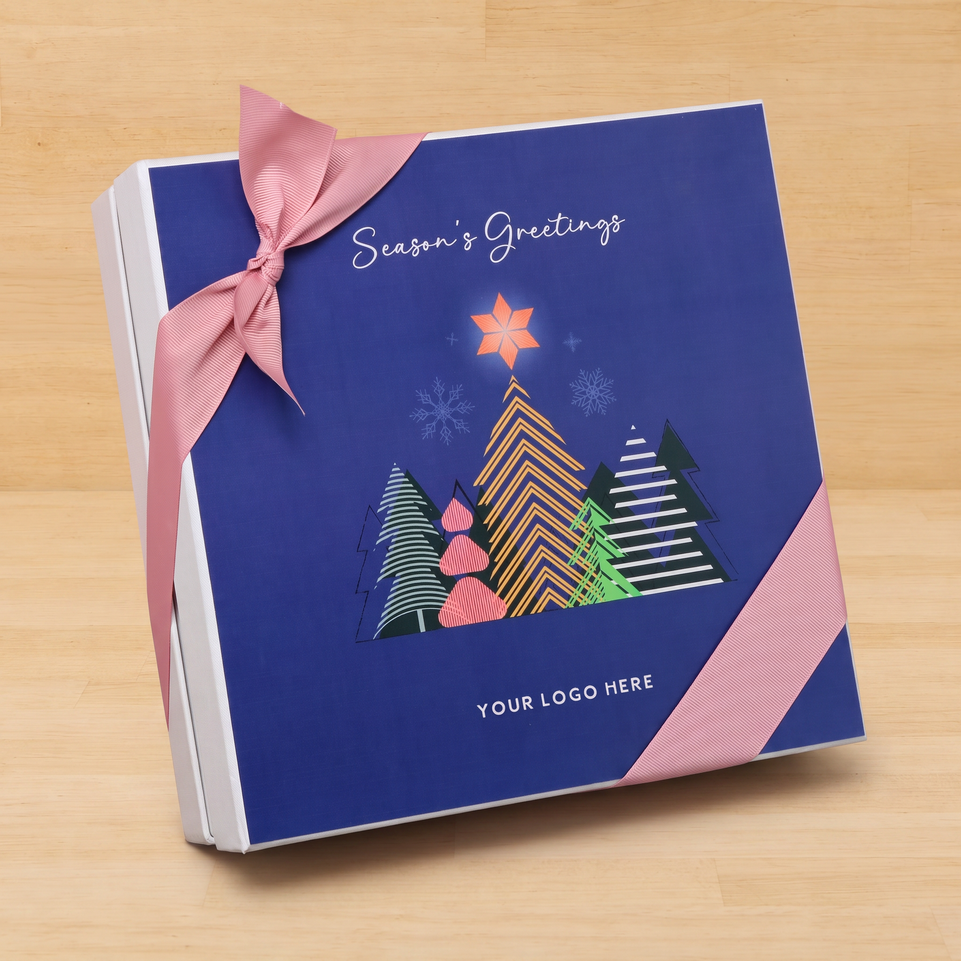 Customized Season's greetings designed premium chocolate 2-layer hard box