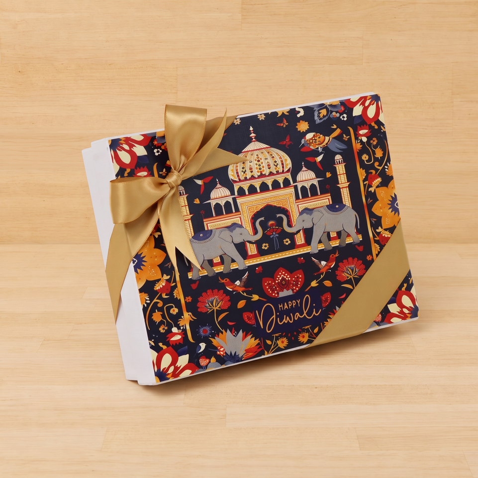 Happy diwali majestic elephant designed 12-piece premium chocolate hard box
