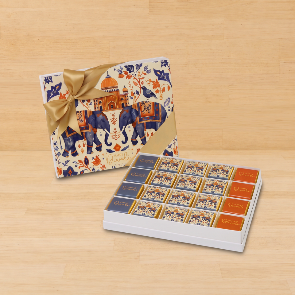 Happy diwali elephant festive designed 20-piece premium chocolate hard box