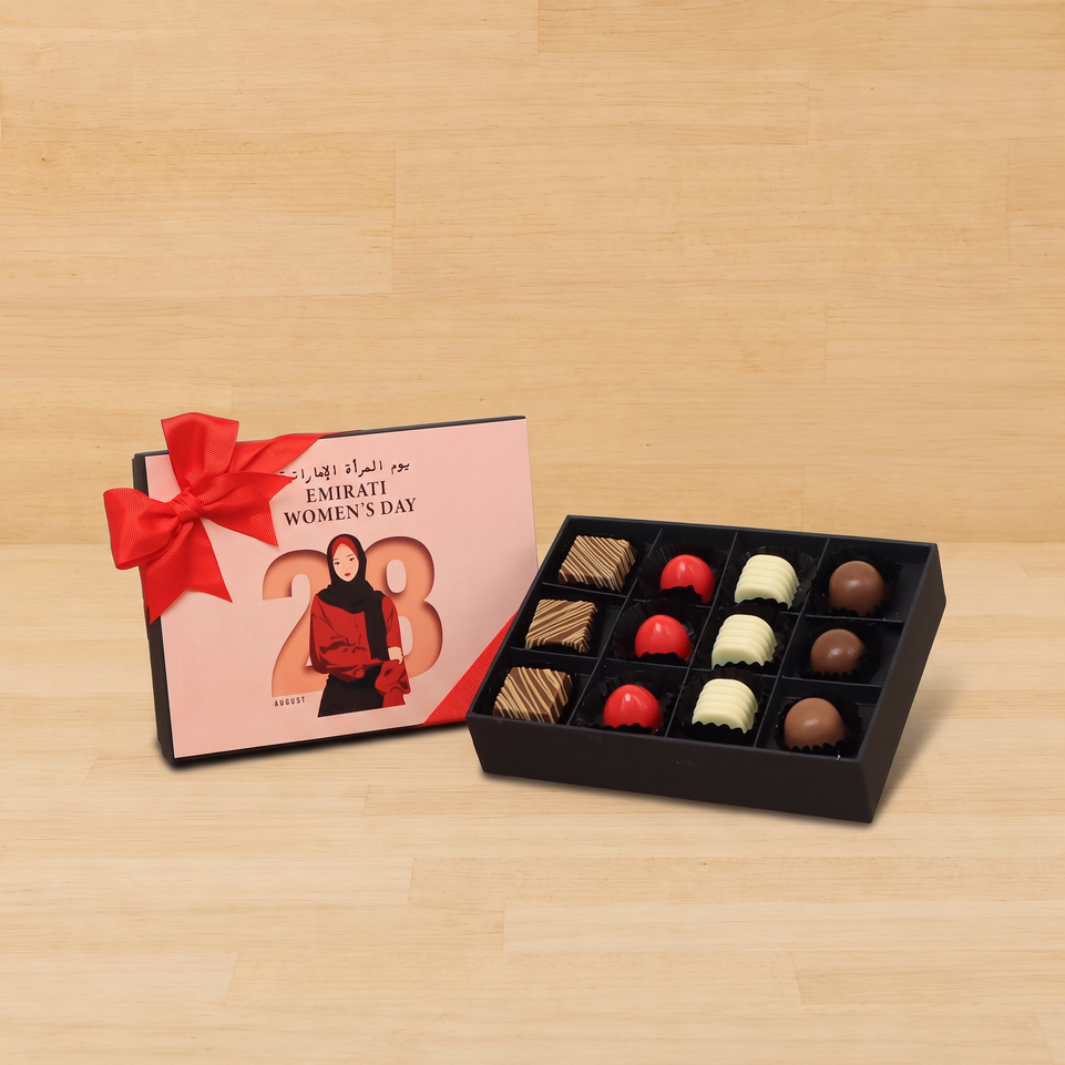 Emirati women's 28th day designed premium chocolate 12 piece hard box